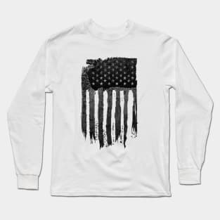 Black White American Flag Long Sleeve T-Shirt